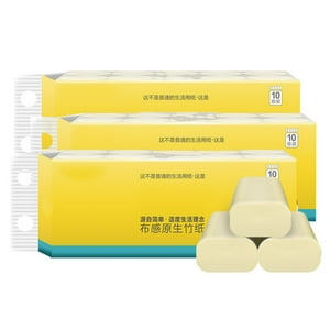 Bath Tissue Kit, 30 Counts Bamboo Pulp Fine Fiber Coreless Dry Wet Use Comfortable Toilet Paper Set  for Home
