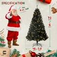 thumbnail image 2 of CAPHAUS 6 Feet Artificial Black Christmas Tree w/ 947 Tip Count, 250 LED Lights, Pre-Hinged, with Metal Stand, Black Flat Shaped Leaves, for Indoor, Office, Party, Holiday Decoration, 2 of 9