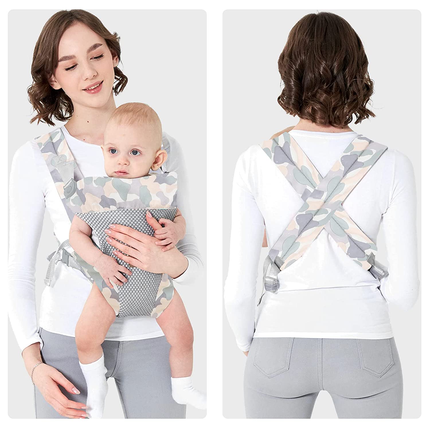 Yadala Baby Carrier, 4-in-1 Camouflage Baby Carrier, Front and Back Baby Sling with Adjustable Holder - image 3 of 8