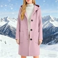 thumbnail image 2 of Peacoats for Women Elegant Single Mid Length Wool Blend Hooded Trench Coat Color: Pink Size: S, 2 of 9