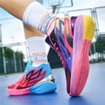 thumbnail image 7 of Dopamine Mandarin Duck Actual Combat Basketball Shoes for Men, Pink And Purple Color-Blocking High-Top Sneakers, Breathable Shock-Absorbing Student Sports Boots, 7 of 7