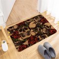 thumbnail image 1 of Alfombrilla de puerta con estampado de franela de calavera de Halloween, alfombrilla antideslizante absorbente para baño Wmkox8yii HFSH5495, 1 of 2