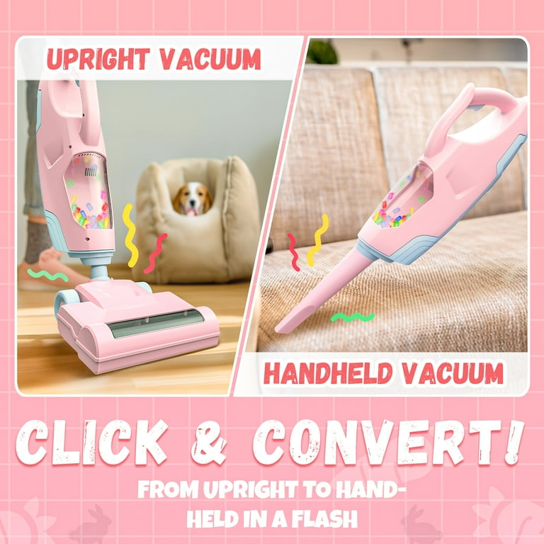 YCFUN Kid Toy Vacuum Cleaner, Cordless Vacuum with Realistic