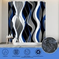 thumbnail image 2 of 4Pcs Blue Shower Curtain Sets with Non-Slip Rugs, Toilet Lid Cover and Bath Mat, Black and Gray Bathroom Decor Set Accessories Fabric Waterproof Shower Curtains with 12 Hooks, 72 x 72 Inch, 2 of 5