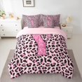 thumbnail image 2 of Manfei Girls Pink Leopard Print Twin Bedding Sets 7pcs, Glitter Personalized Letter Y Bedding Comforter Set, Cheetah Print Monogrammed Sheet Sets, Luxury Bedroom Decor, 2 of 8