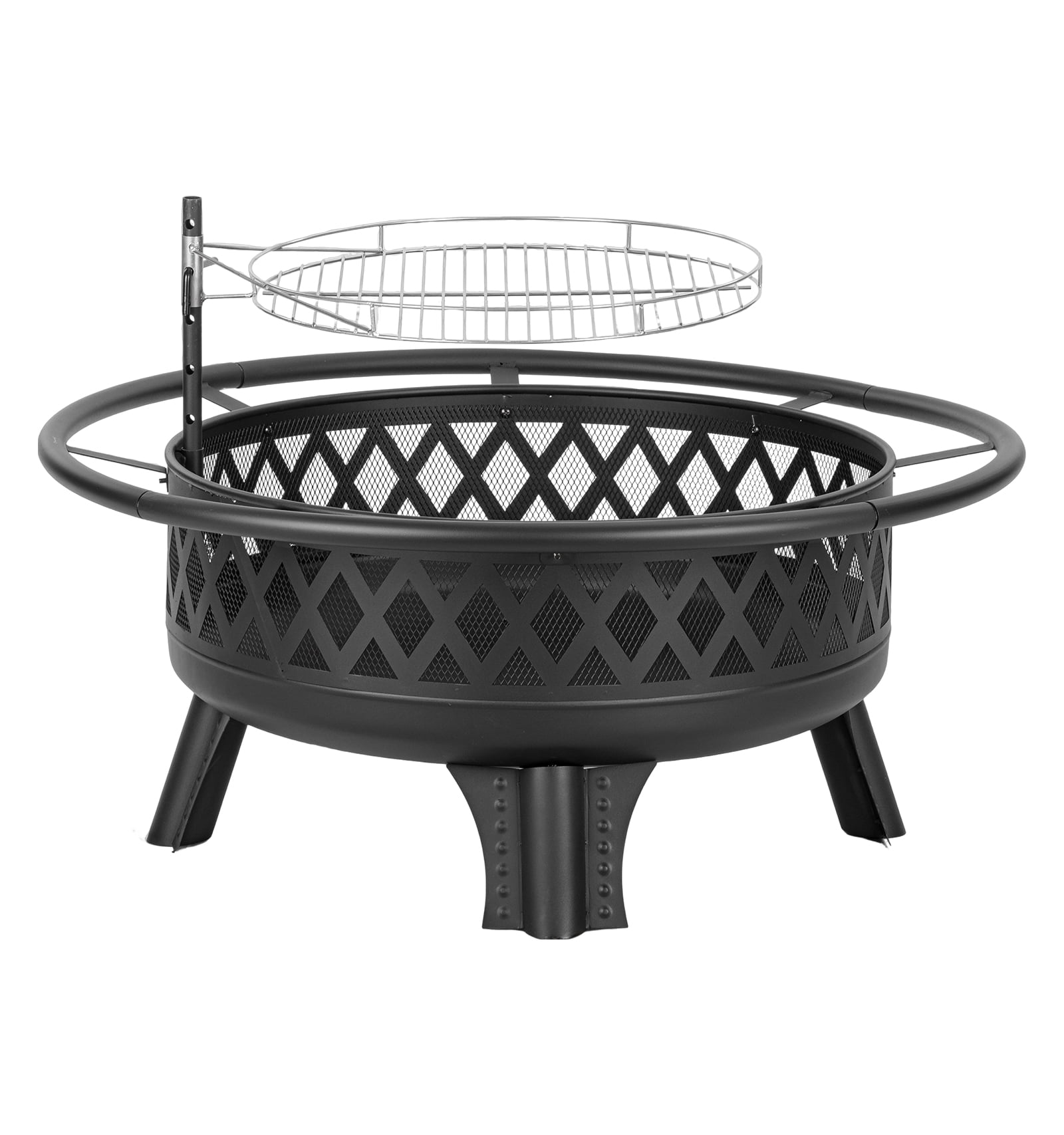 MistMo 38-Inch Wood Burning Fire Pit with Grill & Lid