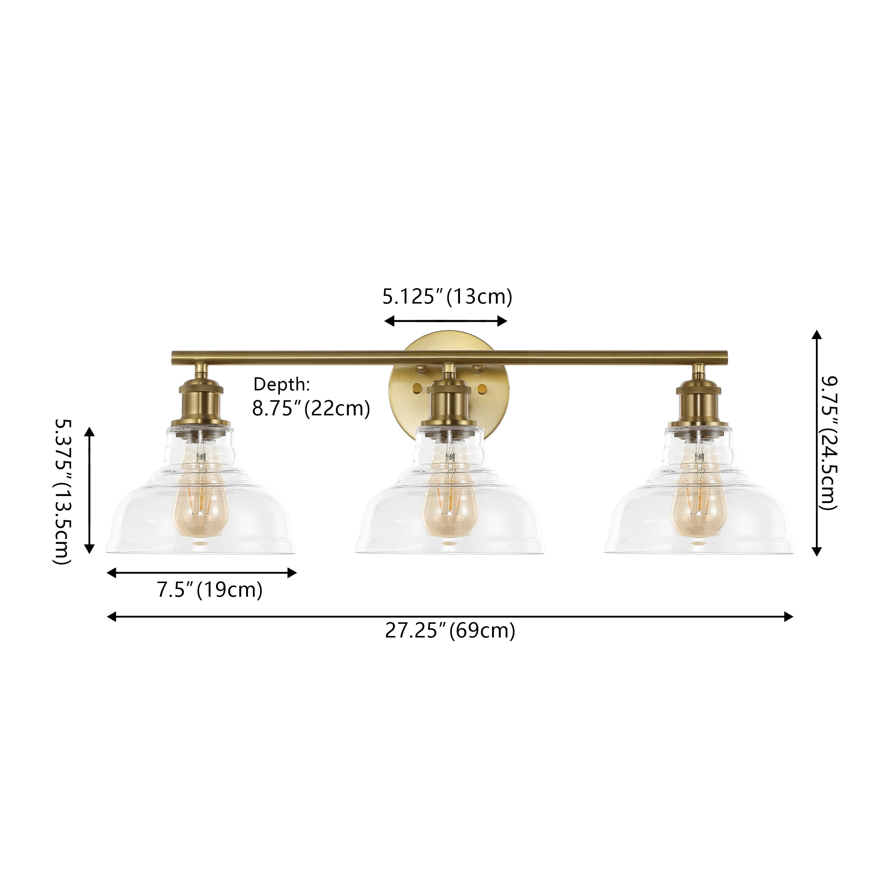 Safavieh Calyna 3-Light 27.25" Industrial Iron Sconces, Gold