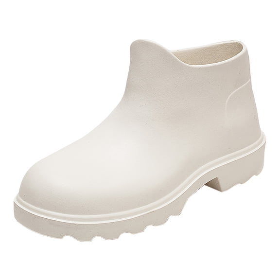 Rain Boots Women, Korean Anti- Durable Detachable Plush EVA Light Sole Rainshoes Rainboots,Womens Rain Boots,White,8