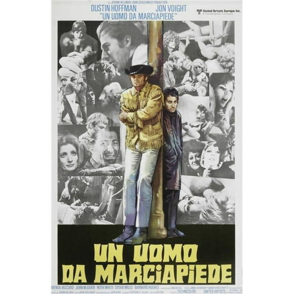 Collection Everett EVCMCDMICOEC093H Cowboy de Minuit Aka un Uomo Da Marciapiede L-R - Jon Voight Dustin Hoffman sur l'Art de l'Affiche Italienne 1969 Affiche de Film Masterprint, 11 x 17