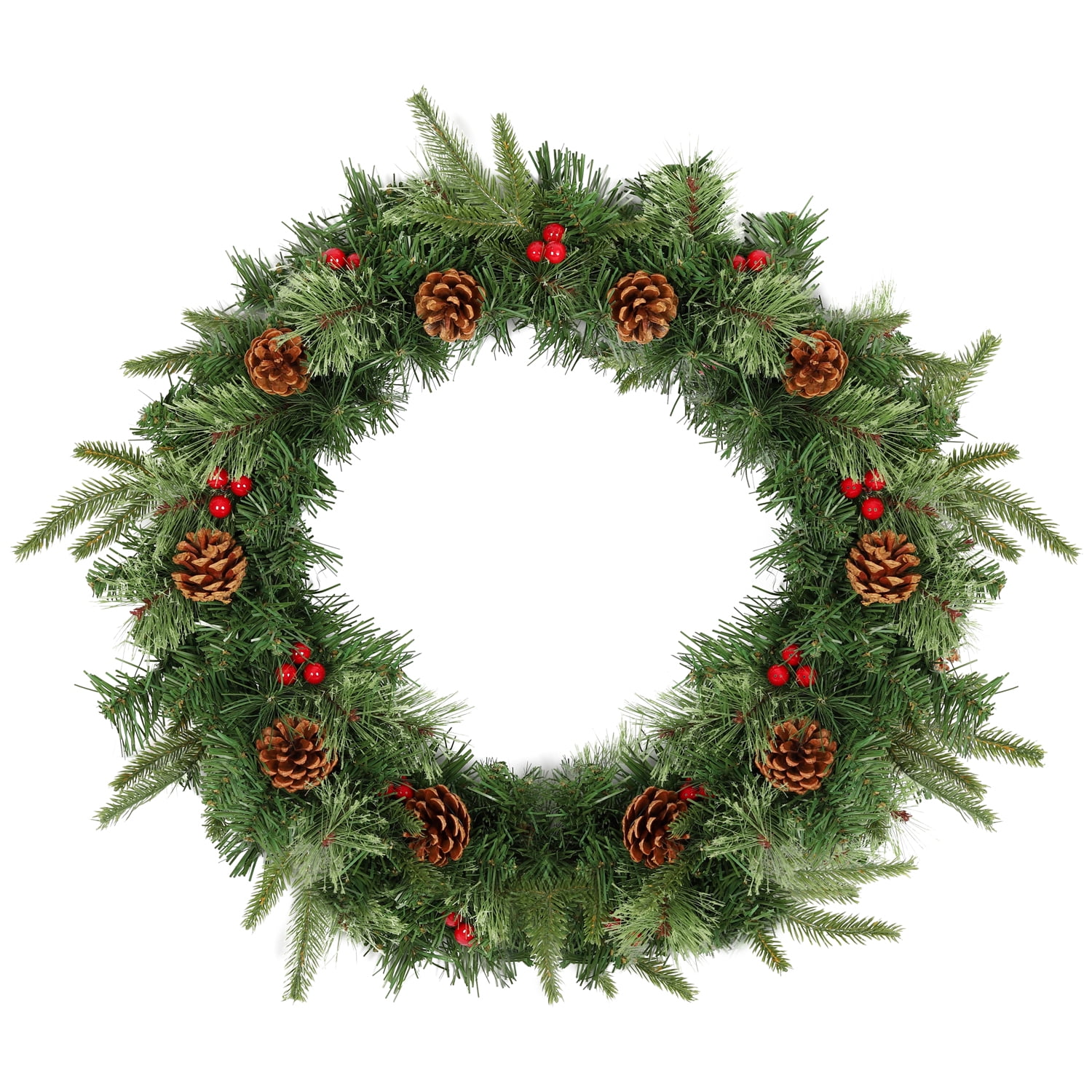 Details about   24" Christmas Spruce Pine Cone Wreath with LED & Door Hanger XMS Decor Ornaments 
