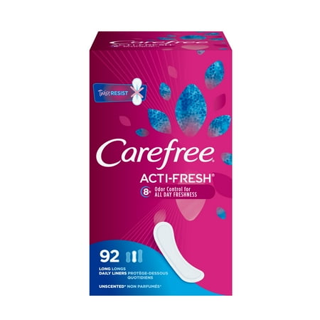 Carefree Acti-Fresh Long Unscented Daily Liners  92 count
