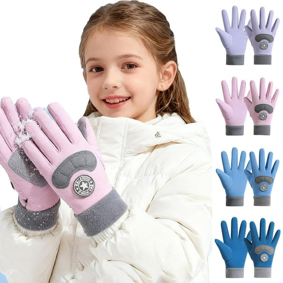 NAISIBABY Big Kids Winter Gloves (7-14T), Thermal Full Finger Waterpoof Boys Girls Snow Cycling Gloves Pink