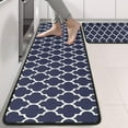 thumbnail image 2 of Kitchen Rugs Sets Of 2,Navy and White Geometric Lattice Pattern Anti Fatigue Kitchen Mat Rugs Non Slip Washable,Decorative Kitchen Floor Mats for Kitchen,Sink,Laundry,17"x47"+17"x47", 2 of 5