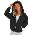 thumbnail image 2 of Girls Boys Full Zip Up Hooded Sweatshirt Fleece Lined Jacket Oversized Drop Shoulder Hoodie Solid Basic Sweatshirts Outerwear, 2 of 7