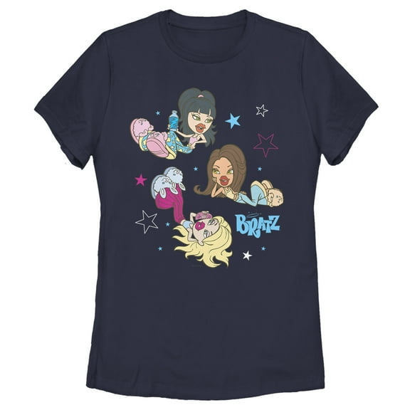 Women's Bratz Cozy Slumber Party  Graphic Tee Navy Blue Small