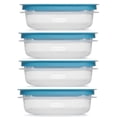 thumbnail image 1 of Rubbermaid 1.25 Cup Flex & Seal Leak Proof Lids Food Storage Container Set, Teal, Clear Meal Prep Flex Containers, 4 Piece Bundle Set, 1 of 4