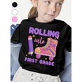 thumbnail image 1 of Grade Rolling into First Grade - Cute Girl in Roller Skates Graphic Tee for Back to School, Comfort Fit, Cotton, Short Sleeve, Round Neck, Perfect for Daily Wear and Classroom Outfits, 1 of 7