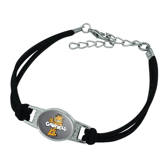 Garfield with Logo Novelty Suede Leather Metal Bracelet