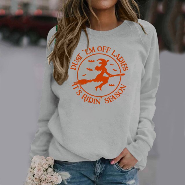 Qiopertar Mode Femmes T-Shirt à Manches Longues Col Rond Imprimé Chandail en Molleton Blouse Hauts Liquidation Livraison Gratuite à Moins de 5$ jusqu'à 90 % de Réduction
