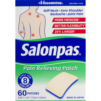 Salonpas Pain Relieving Patch, 8-Hour Pain , 60 Patches