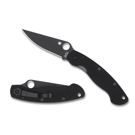 Spyderco Military Model Black G-10 Black Blade PlainEdge Folding Knife