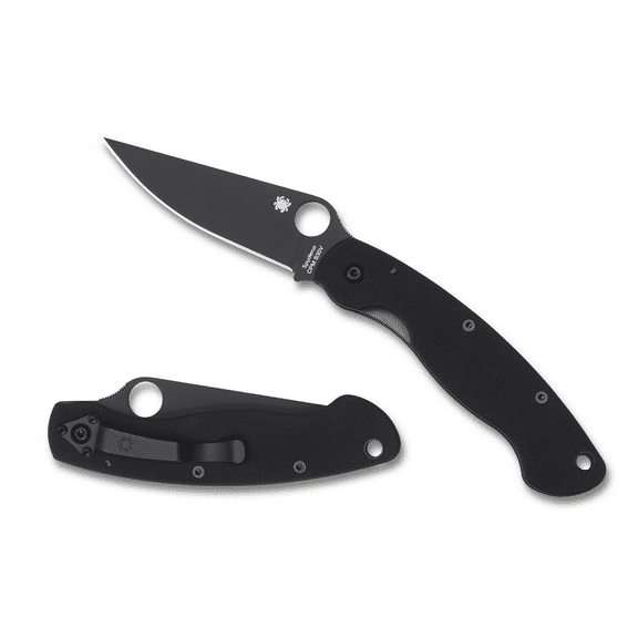 Spyderco Military Model Black G-10 Black Blade PlainEdge Folding Knife