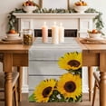 thumbnail image 2 of Table Runner 72 Inches Long for Kitchen Dining, Spring Sunflowers Dresser Scarf Farmhouse, Dining Table Decorations for Wedding/Parties, Yellow Floral Turquoise Farmhouse Grey Wooden 14 x 72 In, 2 of 8