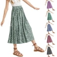 thumbnail image 4 of GiLiling Jupes pour Filles, Jupe Midi Évasée Imprimée avec Taille Élastique, Jupe Longue Décontractée Fluide en Rayonne Style Robe pour l'Été (Vert, 7-8 Ans), 4 of 9