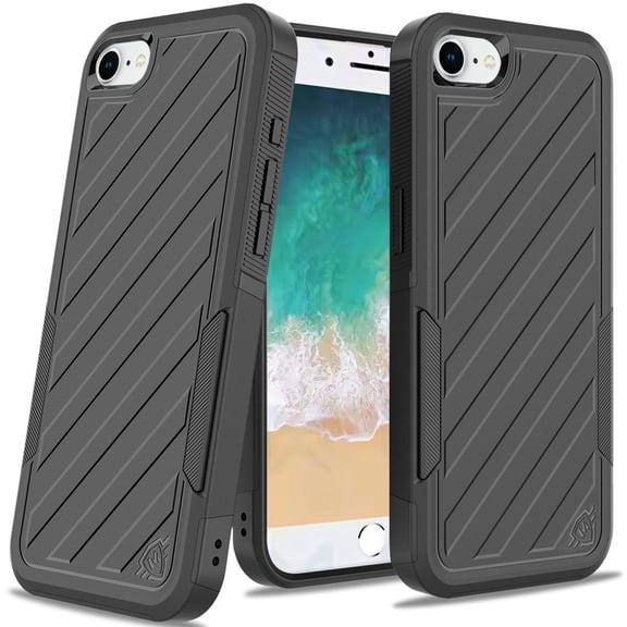 XPM for Apple iPhone 17E /16E Hybrid lined shockproof dual layer Rugged 2in1 Hard PC & Silicone TPU Non Slip Textured Tough Armor Phone Case Cover (Black)