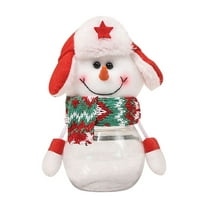 1PC Christmas Candy Jars, Cebalnir Xmas Cookie Treat Jar, Christmas Clear Gift Container Jar Santa Claus Snowman Elk Penguin Plastic Chocolate Storage Jar for Xmas Holiday Decoration