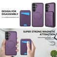 thumbnail image 3 of For Samsung Galaxy A52 5G Magnetic Detachable Wallet Case,With Kickstand,Compatible With Magsafe,With Card Slots Flip PU Leather Protective Shockproof Anti-fall Thin Fit Phone Case,Purple, 3 of 10