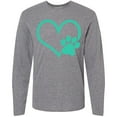 thumbnail image 3 of Inktastic Teal Heart With Paw Print Long Sleeve T-Shirt, 3 of 5