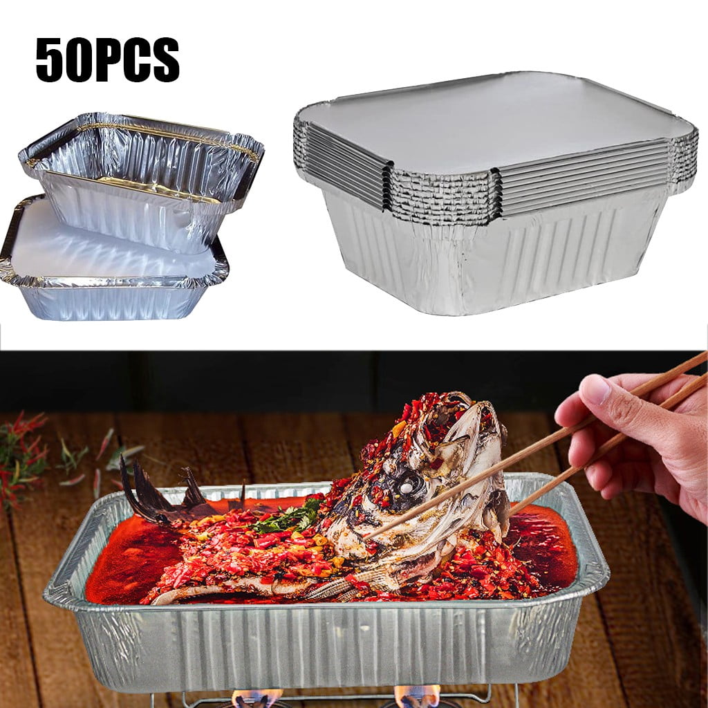 Duobla 50pcs Disposable Aluminum Food Containers with Covers Walmart