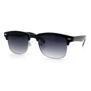Mens Half rim Rectangular Luxury Hipster Shade Sunglasses Black - Smoke