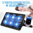 thumbnail image 4 of Ventilador para Laptop, Base de Refrigeraci&oacute;n Ordenador Port&aacute;til con 6 Ventiladores Silenciosos, Enfriador Laptop de 5 &Aacute;ngulos Ajustables con Luces LED y 2 Puertos USB, 4 of 7
