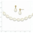 thumbnail image 3 of 14K Yellow Gold 7-8mm Semi-Round Fw Cultured Pearl 18 In. Necklace & Post Earring Set Made In Canada xf394set, 3 of 5