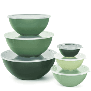 GPED 12-Piece Nesting Mixing Bowl Set with Lids, Green
