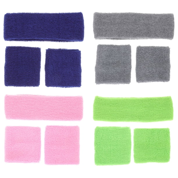 4 pares de niños Sports Sweep Bands Sweat Band Band Band Diadenta de coloridos coloridos Madena de pulsera