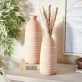 thumbnail image 2 of DecMode 15", 12"H Handmade Pink Ceramic Vase with Star Patterns, Set of 2, 2 of 8
