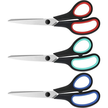 3-Pack 8" Heavy Duty Scissors with Ultra Sharp Blades and Comfort Grip Handles - For Office, Sewing, Handcraft Workshop, Home and Crafts, Etc.