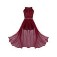 thumbnail image 3 of CHICTRY Girls Floral Lace Rhinestone Maxi Romper Dress for Birthday Wedding Party Burgundy 6, 3 of 7
