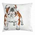 thumbnail image 1 of English Bulldog Throw Pillow Cushion Cover, Muscular Dog with Sketch Style Illustration of Canine Pure Breed Animal, Decorative Square Accent Pillow Case, 24 X 24 Inches, Brown White, by Ambesonne, 1 of 2