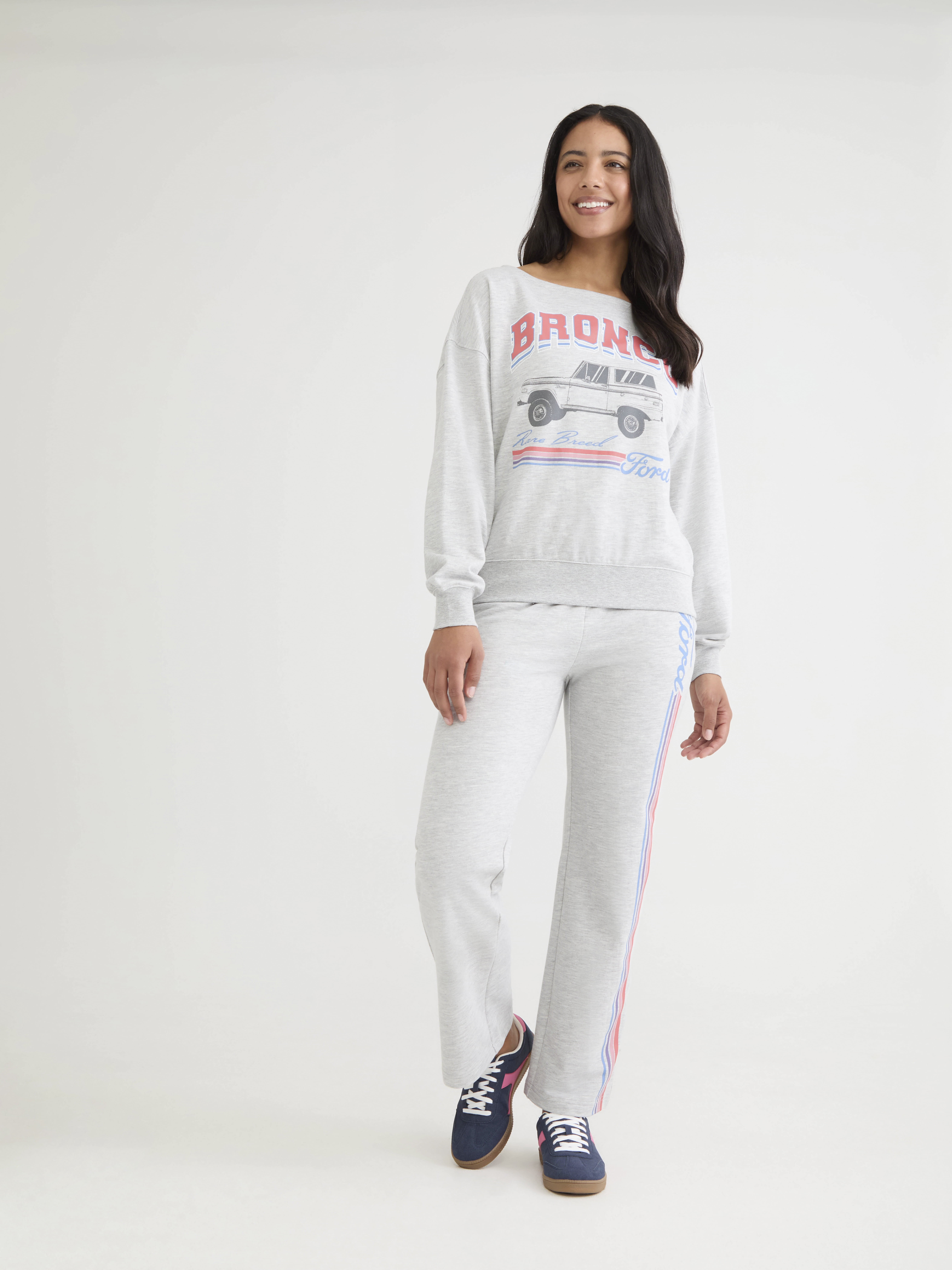 Ford Bronco Women's French Terry Graphic Wide Leg Sweatpants, Sizes XXS-XXL