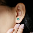 thumbnail image 4 of Rosec Jewels Created Emerald Solitaire Stud Earrings, Screw Back Earrings (6 mm), 14K White Gold, 4 of 8