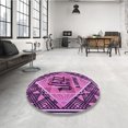 thumbnail image 4 of Ahgly Company Machine Washable Indoor Square Transitional Violet Purple Area Rugs, 7' Square, 4 of 7