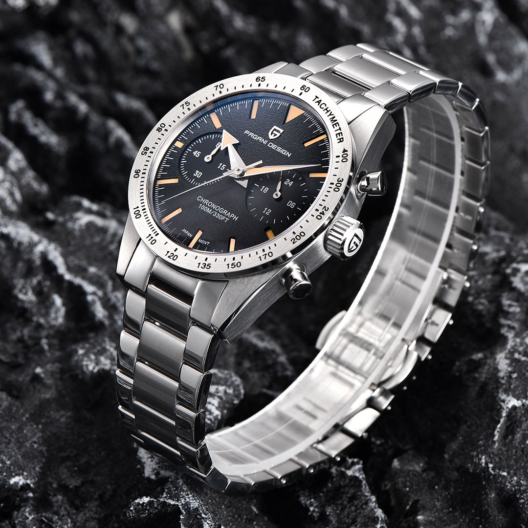 PAGANI DESIGN Men's Chronograph Quartz Watches 40mm Stainless Steel Waterproof Sports Business Wrist Watch for Men