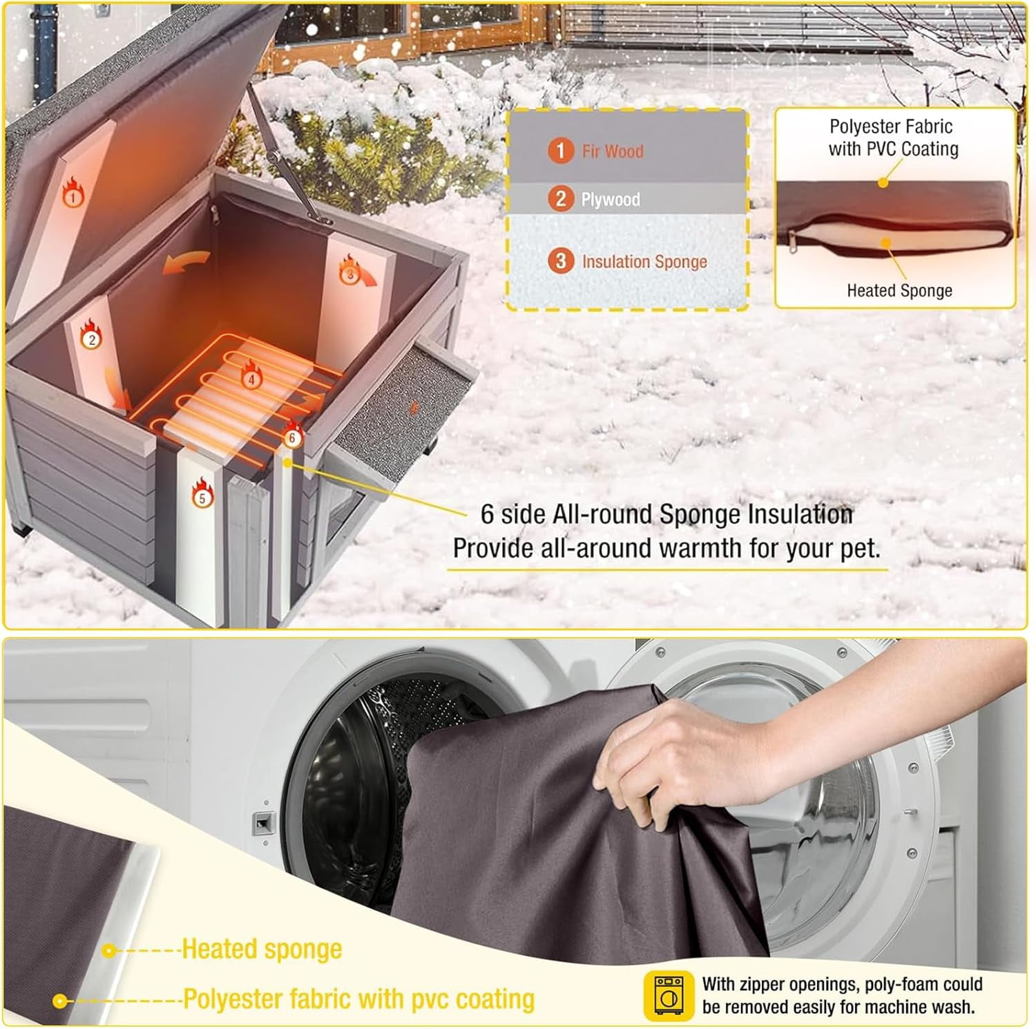 Aivituvin Heated Outdoor Cat House with Heater and Insulated Liner Weatherproof Insulated Feral Cat Shelter for Winter