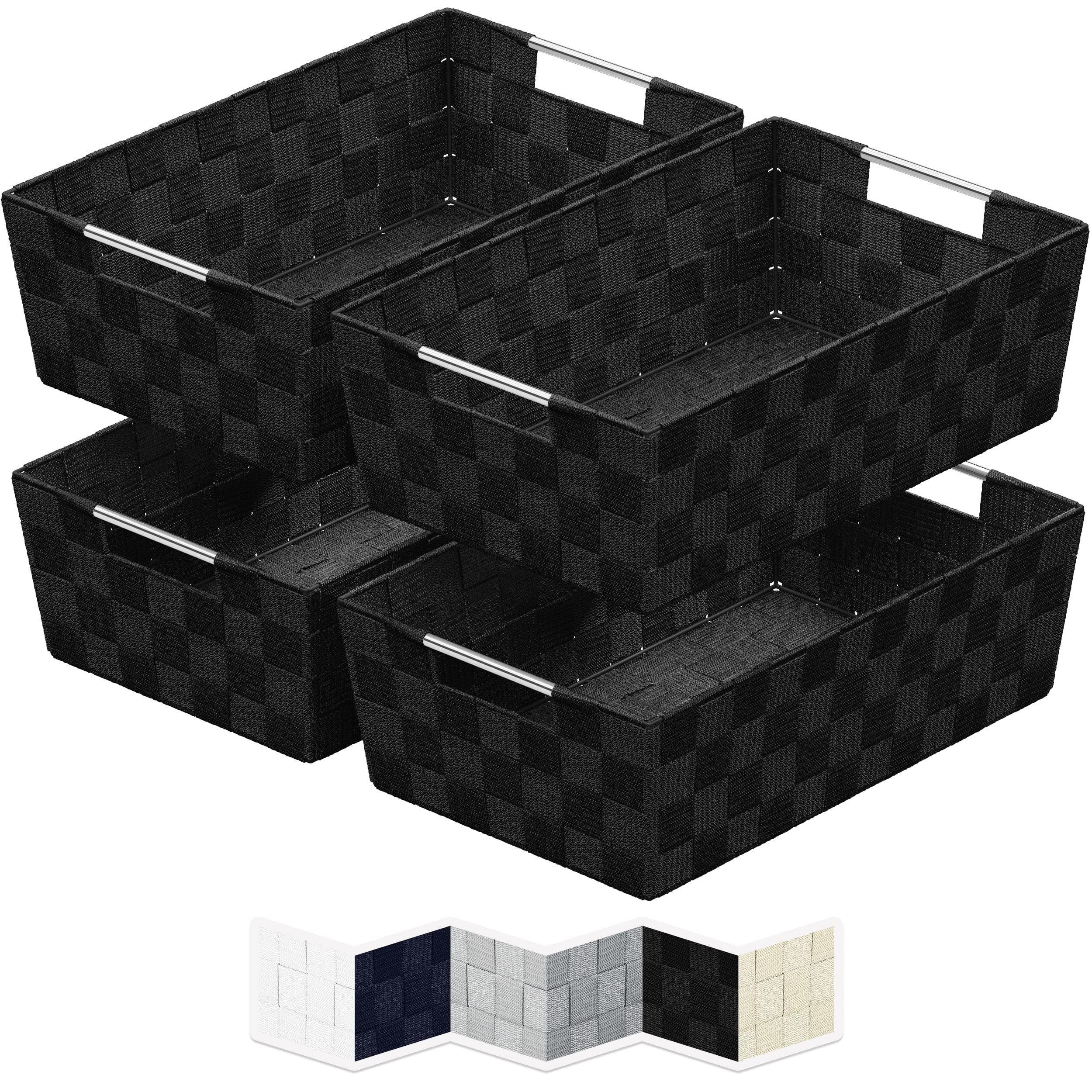 NEATERIZE Woven Storage Baskets for Organizing 4 Fabric Empty