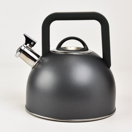 SharpChef Whistling Stovetop Tea Kettle, Food Grade Stainless Steel, Soft Touch Ergonomic Handle, Fast Boil, for Gas, Electric, and Glass Ranges - 3L