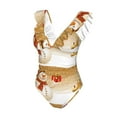 thumbnail image 4 of Yiaed Christmas Snowman Gift Print Women's Ruffled One Piece Swimsuit V Neck Swimwear Slimming Monokini for Woman-Medium, 4 of 8